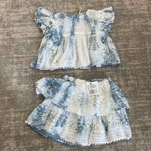 Girls Loveshackfancy tie die skirt/top set 5/6 NWT